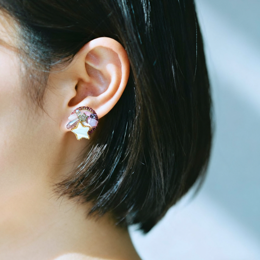 スターシャイン・シェルビジューピアス ピンク