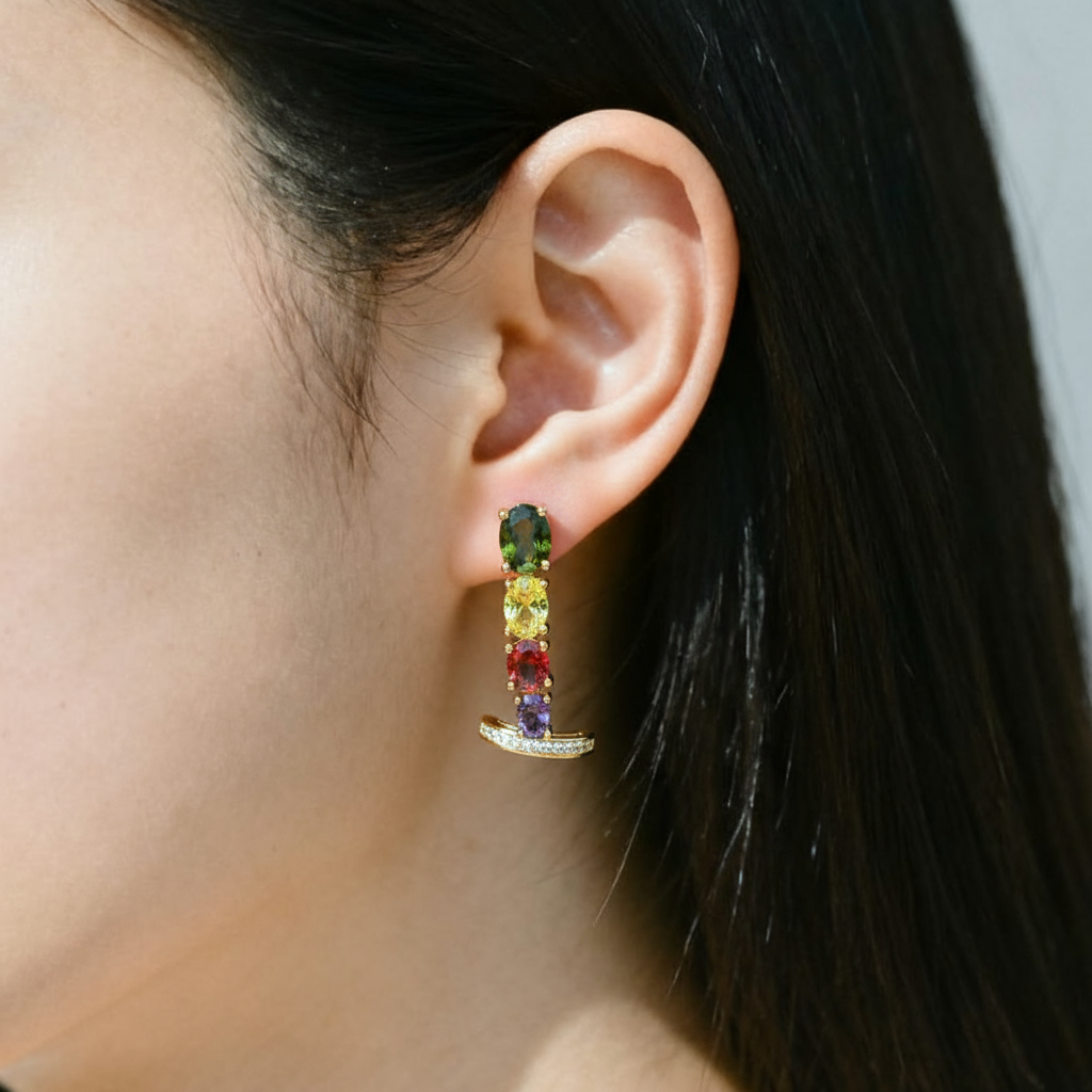 レインボージュエルラインピアス