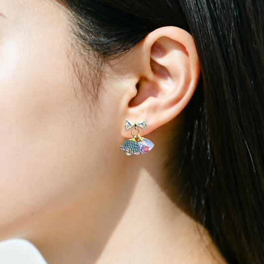 リボンベルチャームピアス