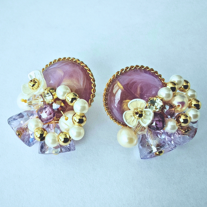 ラベンダーグロウ・フラワービジューイヤリング