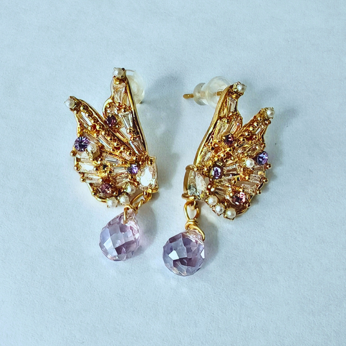 ラベンダードロップ・バタフライピアス