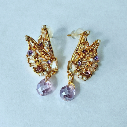ラベンダードロップ・バタフライピアス
