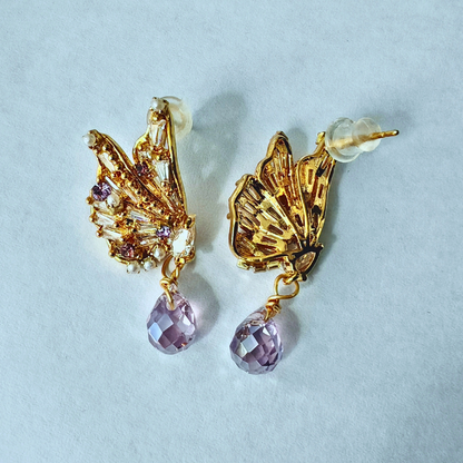 ラベンダードロップ・バタフライピアス