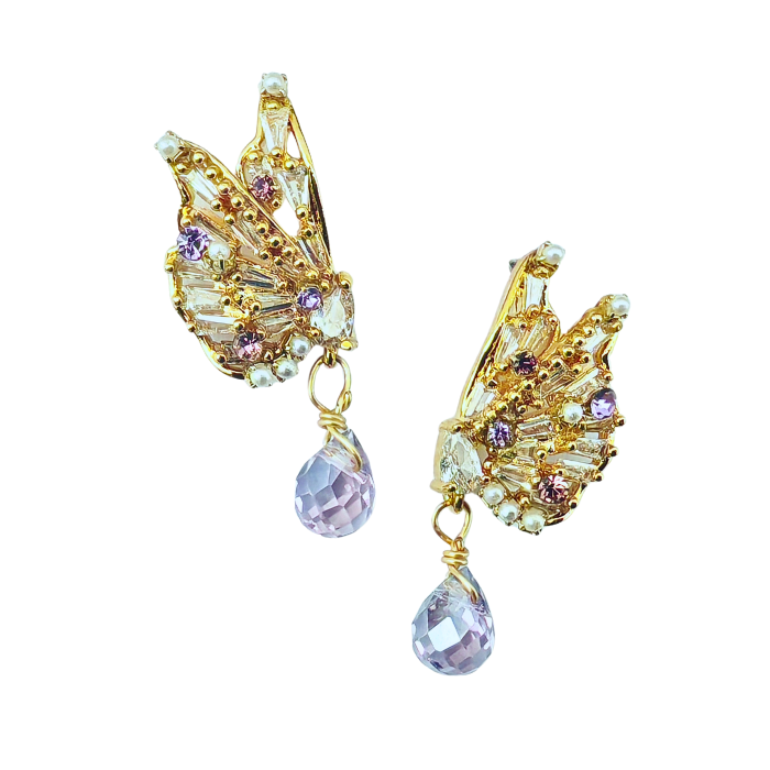 ラベンダードロップ・バタフライピアス