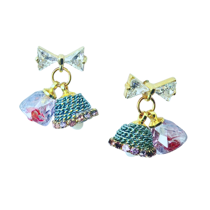 リボンベルチャームピアス