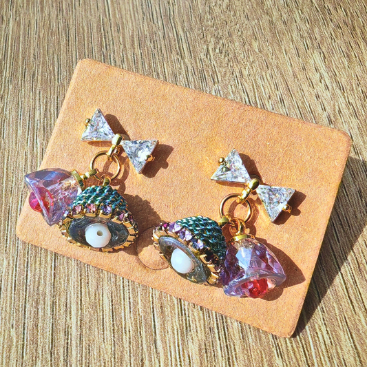 リボンベルチャームピアス