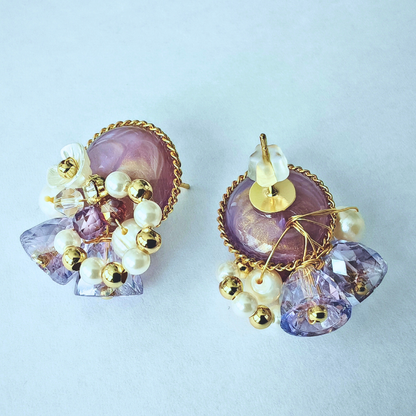 ラベンダーグロウ・フラワービジューイヤリング