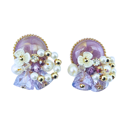 ラベンダーグロウ・フラワービジューイヤリング