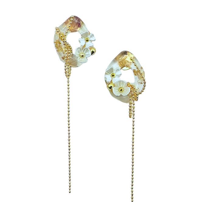 クリアフラワーチェーンピアス