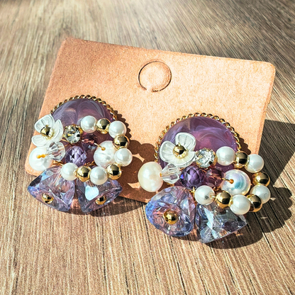 ラベンダーグロウ・フラワービジューイヤリング