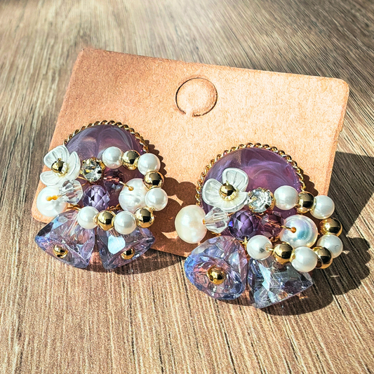 ラベンダーグロウ・フラワービジューイヤリング