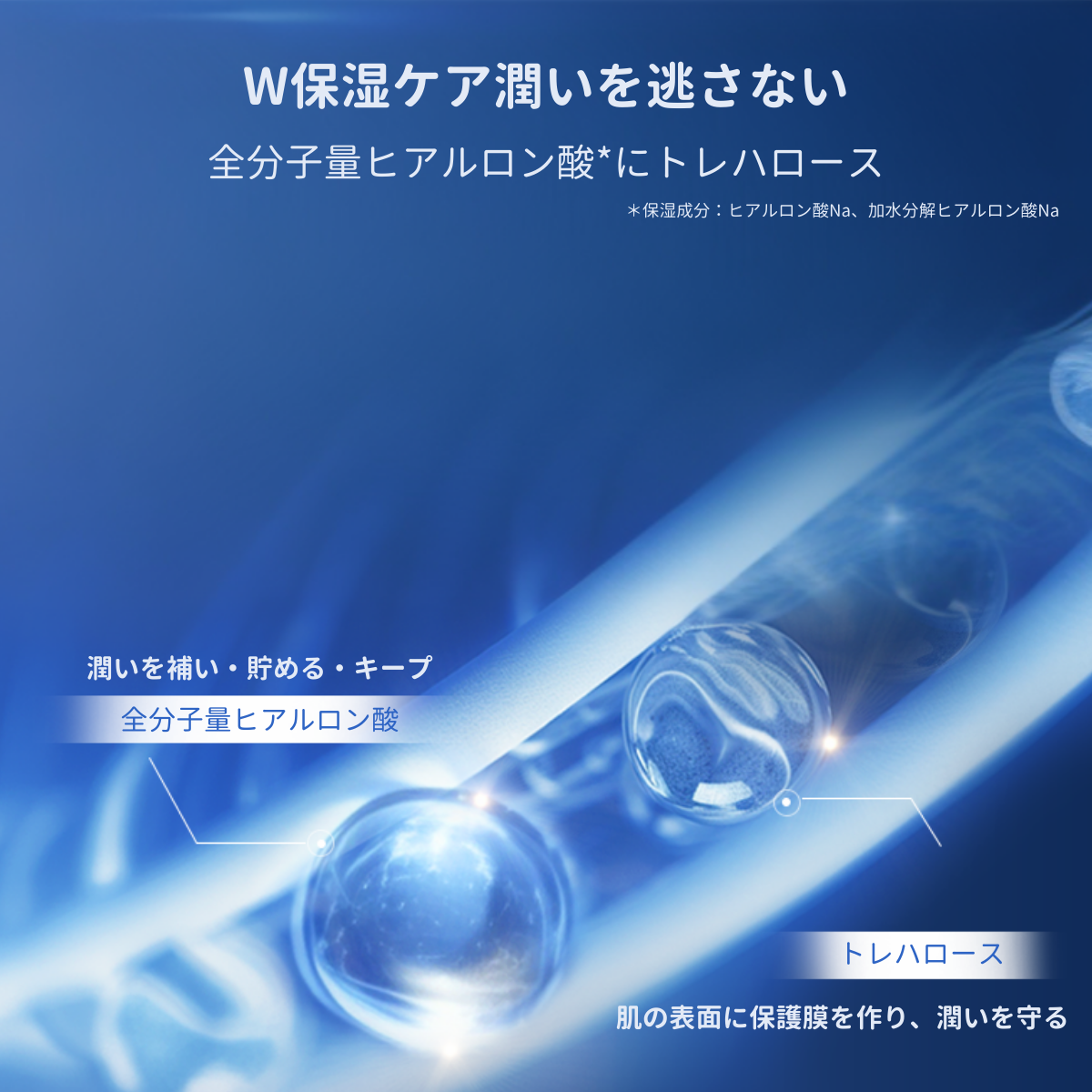 W保湿ケアを実現する全分子量ヒアルロン酸とトレハロース配合製品
潤いを補い保持し、肌の表面に保護膜を形成して潤いを逃さない
CLOUD FEEL CLEAR CLEANSING GEL 120ml